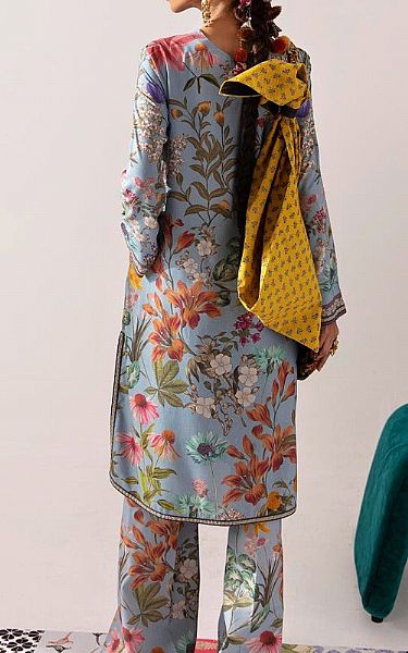 Sana Safinaz Baby Blue Linen Suit (2 Pcs) | Pakistani Winter Dresses- Image 2
