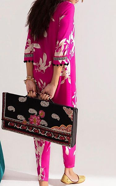 Sana Safinaz Shocking Pink Linen Suit (2 Pcs) | Pakistani Winter Dresses- Image 2