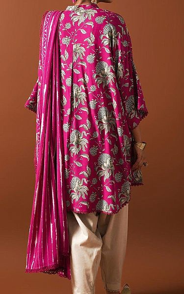 Sana Safinaz Magenta Linen Suit (2 Pcs) | Pakistani Winter Dresses- Image 2