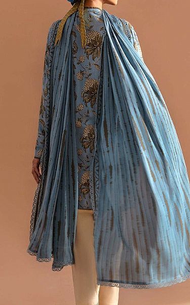 Sana Safinaz Light Turquoise Linen Suit (2 Pcs) | Pakistani Winter Dresses- Image 2