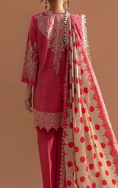 Sana Safinaz Brink Pink Slub Suit | Pakistani Winter Dresses- Image 2