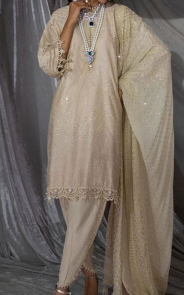 Sana Safinaz Off-white Viscose Suit | Pakistani Winter Dresses- Image 1