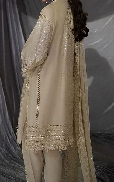 Sana Safinaz Off-white Viscose Suit | Pakistani Winter Dresses- Image 2