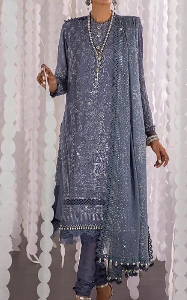 Sana Safinaz Cool Grey Viscose Suit | Pakistani Dresses in USA- Image 1