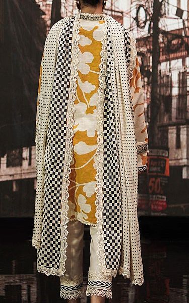 Sana Safinaz Off-white/Mustard Slub Suit (2 Pcs) | Pakistani Winter Dresses- Image 2
