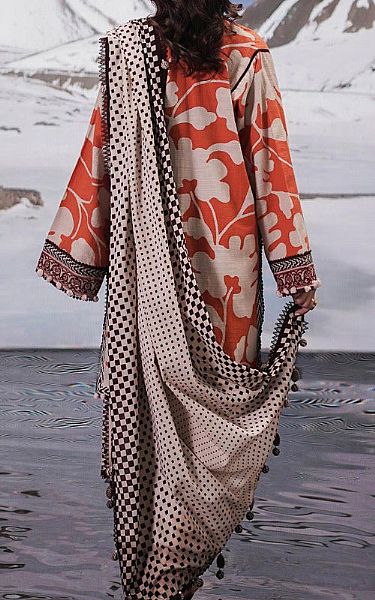 Sana Safinaz Ivory/Vermillion Slub Suit (2 Pcs) | Pakistani Winter Dresses- Image 2