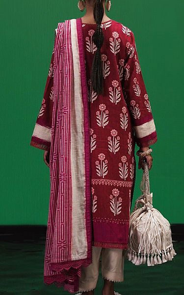 Sana Safinaz Maroon Slub Suit (2 Pcs) | Pakistani Winter Dresses- Image 2
