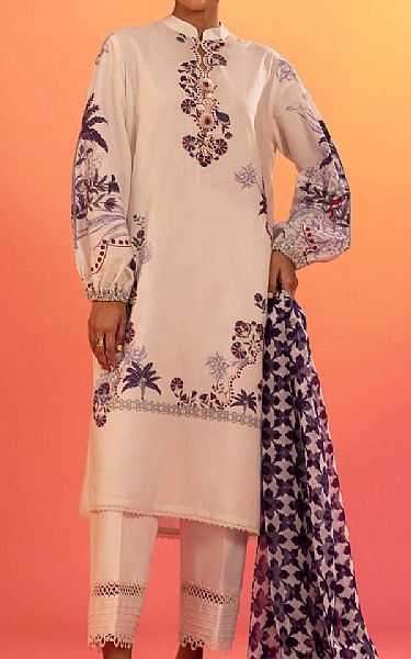 Sana Safinaz Ivory Lawn Suit (2 Pcs) | Pakistani Lawn Dress in USA- Image 1