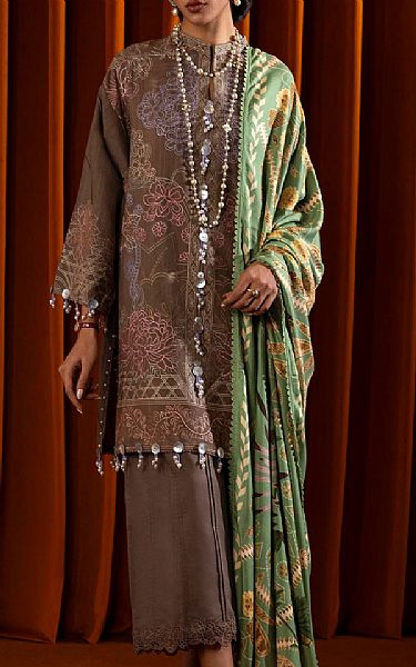 Sana Safinaz Brown Slub Suit | Pakistani Winter Dresses in USA- Image 1