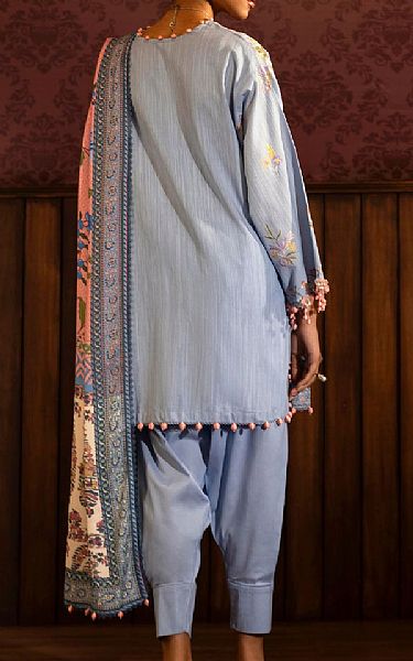 Sana Safinaz Baby Blue Slub Suit | Pakistani Winter Dresses in USA- Image 2