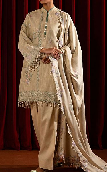 Sana Safinaz Ivory Slub Suit | Pakistani Winter Dresses in USA- Image 1