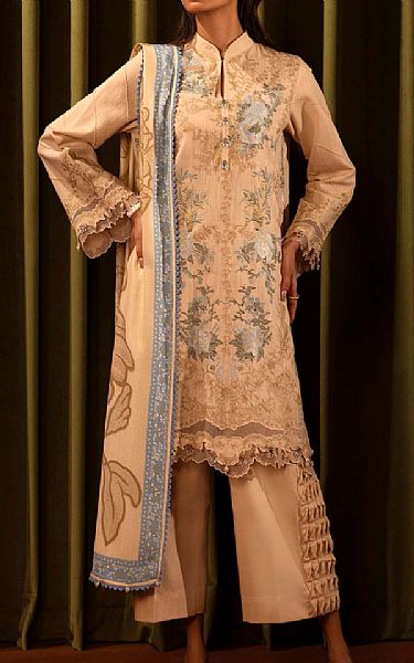 Sana Safinaz Peach Slub Suit | Pakistani Winter Dresses in USA- Image 1