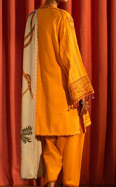 Sana Safinaz Mustard Slub Suit | Pakistani Winter Dresses in USA- Image 2