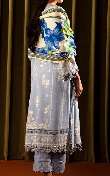 Sana Safinaz Baby Blue Slub Suit | Pakistani Winter Dresses in USA- Image 2