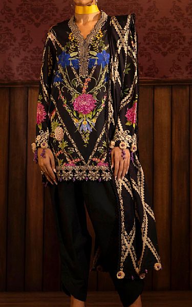 Sana Safinaz Black Linen Suit | Pakistani Winter Dresses in USA- Image 1
