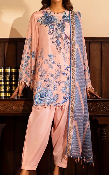 Sana Safinaz Baby Pink Linen Suit | Pakistani Winter Dresses in USA- Image 1