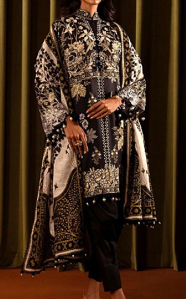 Sana Safinaz Black Linen Suit | Pakistani Winter Dresses in USA- Image 1