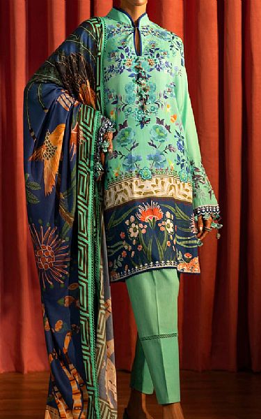 Sana Safinaz Aqua Linen Suit | Pakistani Winter Dresses in USA- Image 1