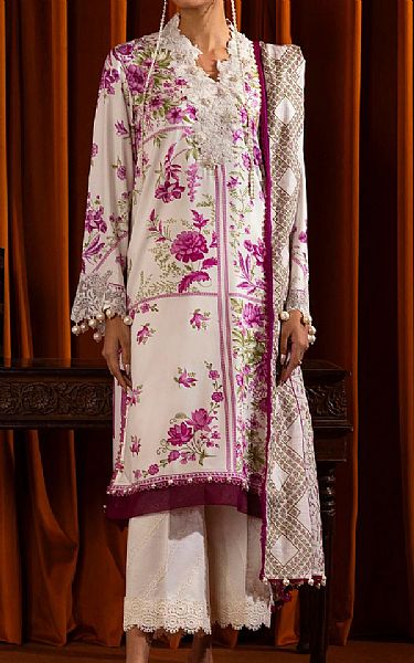 Sana Safinaz White/Purple Linen Suit | Pakistani Winter Dresses in USA- Image 1