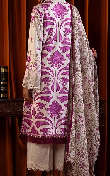 Sana Safinaz White/Purple Linen Suit | Pakistani Winter Dresses in USA- Image 2