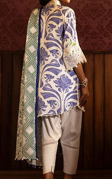 Sana Safinaz White/Blue Linen Suit | Pakistani Winter Dresses in USA- Image 2