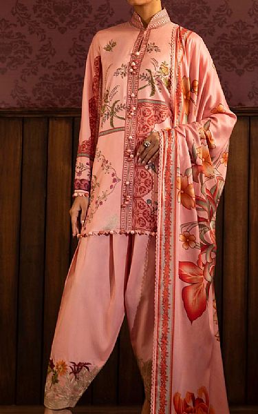Sana Safinaz Coral Linen Suit | Pakistani Winter Dresses in USA- Image 1