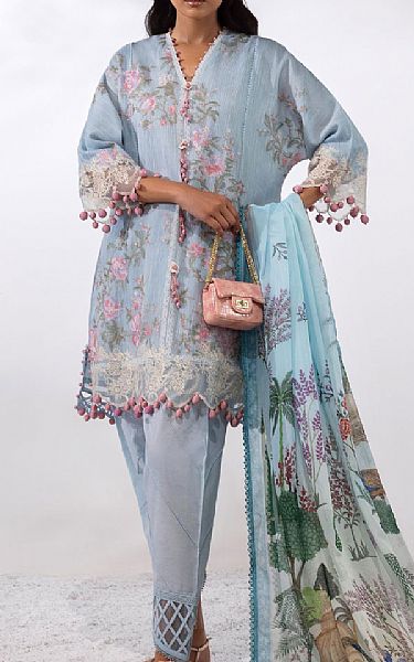 Sana Safinaz Cadet Blue Net Suit | Pakistani Lawn Dress in USA- Image 1