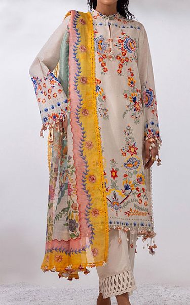 Sana Safinaz Off-white Lawn Suit | Pakistani Lawn Dress in USA- Image 1