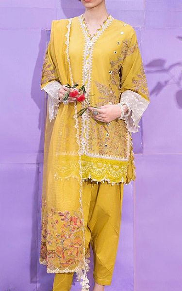 Sana Safinaz Golden Yellow Lawn Suit | Pakistani Lawn Suits- Image 1