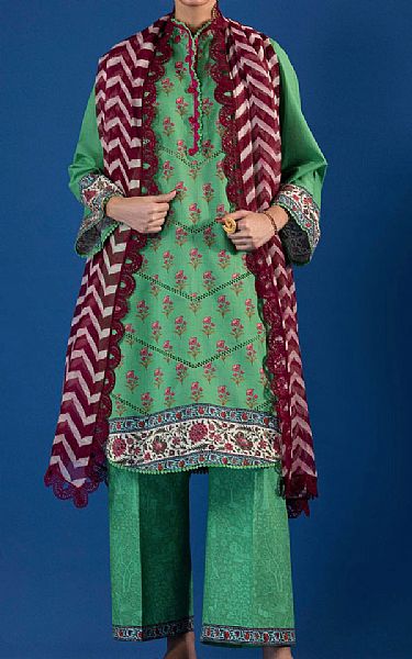 Sana Safinaz Emerald Green Lawn Suit | Pakistani Lawn Dress in USA- Image 1