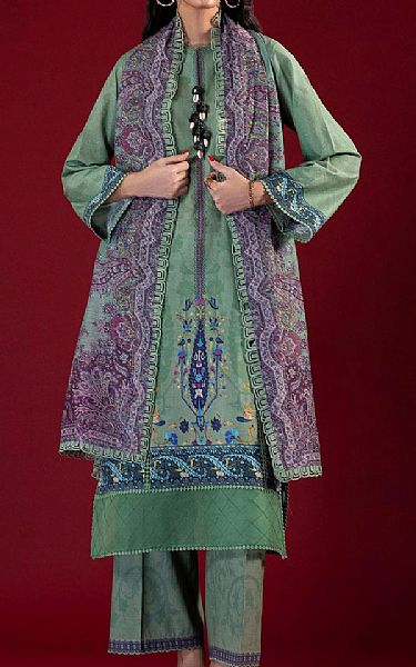 Sana Safinaz Pastel Green Lawn Suit | Pakistani Lawn Dress in USA- Image 1