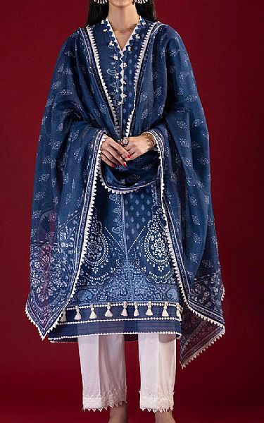 Sana Safinaz Navy Blue Lawn Suit (2 pcs) | Pakistani Lawn Dress in USA- Image 1