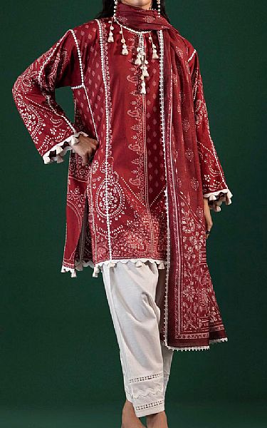 Sana Safinaz Maroon Lawn Suit (2 pcs) | Pakistani Lawn Dress in USA- Image 1
