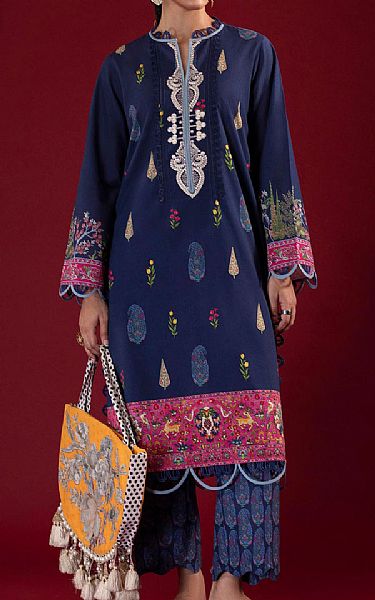 Sana Safinaz Navy Lawn Suit (2 pcs) | Pakistani Lawn Dress in USA- Image 1