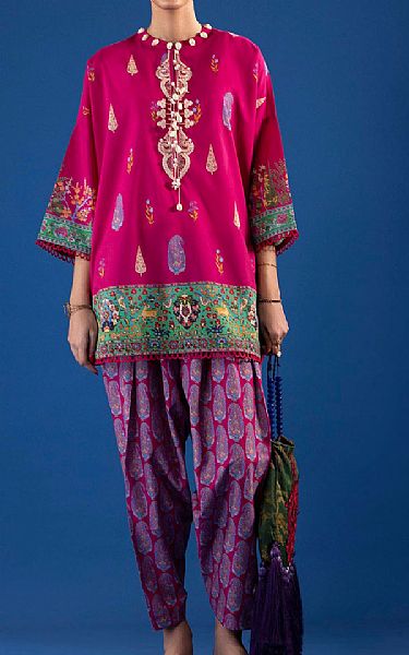 Sana Safinaz Hot Pink Lawn Suit (2 pcs) | Pakistani Lawn Dress in USA- Image 1