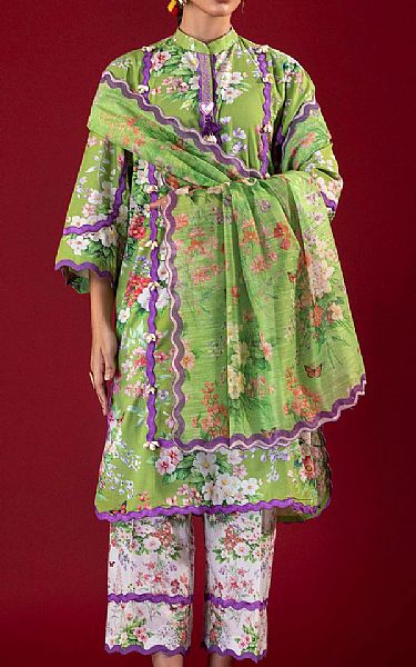 Sana Safinaz Parrot Green Lawn Suit | Pakistani Lawn Dress in USA- Image 1
