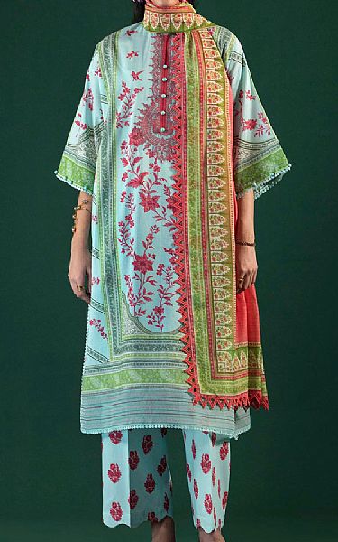 Sana Safinaz Light Turquoise Lawn Suit | Pakistani Lawn Dress in USA- Image 1