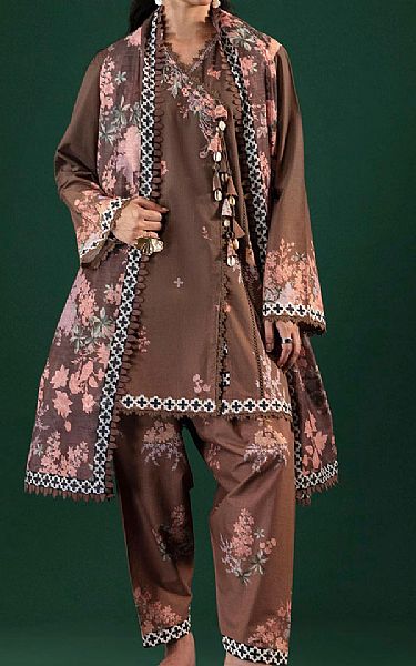 Sana Safinaz Congo Brown Lawn Suit | Pakistani Lawn Dress in USA- Image 1