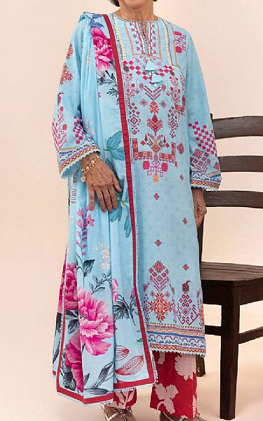 Sana Safinaz Turquoise Lawn Suit | Pakistani Lawn Dress in USA- Image 1