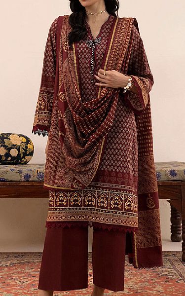 Sana Safinaz Maroon/Brown Lawn Suit | Pakistani Lawn Dress in USA- Image 1