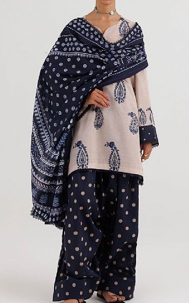 Sana Safinaz Ivory/Blue Lawn Suit | Pakistani Lawn Dress in USA- Image 1