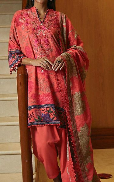 Sana Safinaz Pastel Pink Linen Suit | Pakistani Winter Dresses- Image 1