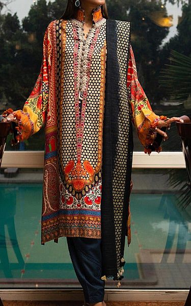 Sana Safinaz Multicolor Linen Suit | Pakistani Winter Dresses- Image 1