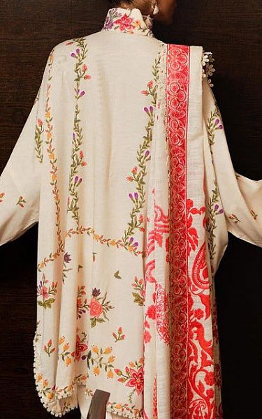 Sana Safinaz Off-white Linen Suit | Pakistani Winter Dresses- Image 2