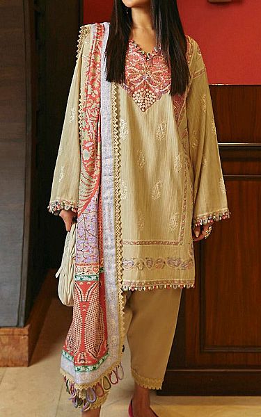 Sana Safinaz Ivory Slub Suit | Pakistani Winter Dresses- Image 1