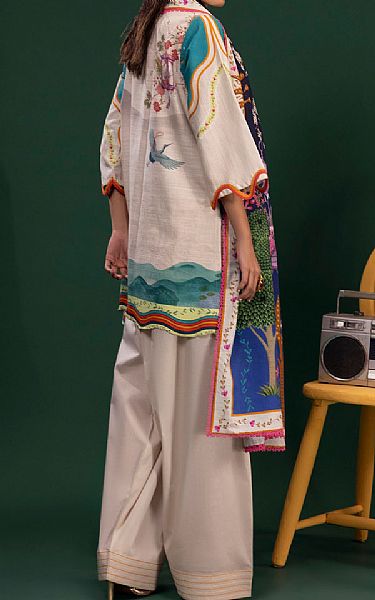Sana Safinaz Off-white Slub Suit (2 Pcs) | Pakistani Winter Dresses in USA- Image 2