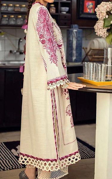 Sana Safinaz Off-white/Plum Slub Suit | Pakistani Dresses in USA- Image 2