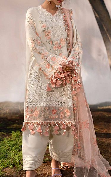 Sana Safinaz White/Peach Lawn Suit | Pakistani Lawn Suits- Image 1