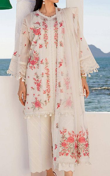 Sana Safinaz White Woven Net Suit | Pakistani Lawn Suits- Image 1