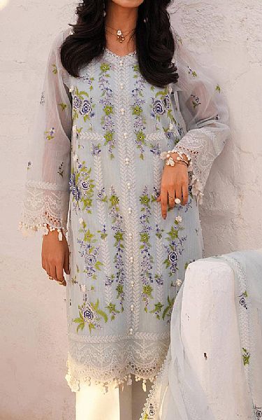 Sana Safinaz Sky Blue Woven Net Suit | Pakistani Lawn Suits- Image 2